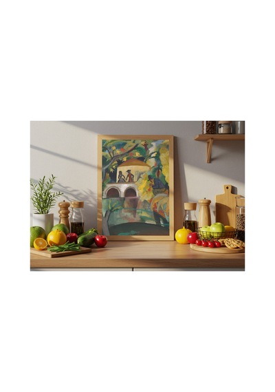 Modern Sanat Macke Rokoko Çerçevesiz Poster 21x30 Cm A4 Tablo Modern Sanat Ekspresyonizm