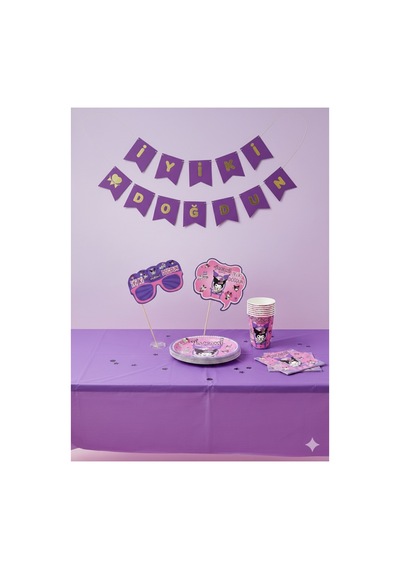 Kuromi 8 Kişilik Set Doğum Günü Parti Malzemeleri Pembe Tüm Yaşlar