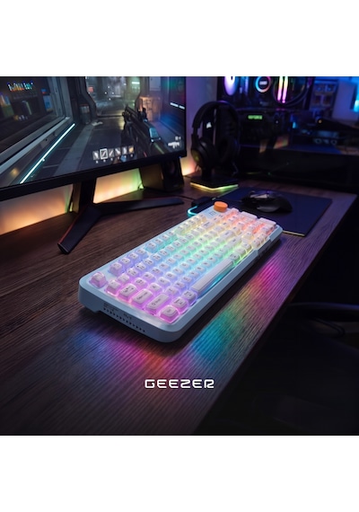 Geezer Crystal Kablolu/kablosuz Bt Wireless Bağlantı Türkçe Q Klavye Mavi-beyaz Sk-710ctm