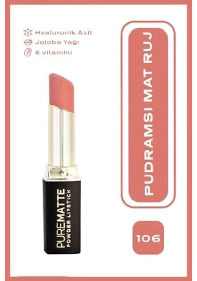 Powder Lipstick No: 106 - Nemlendirici Pudramsı Mat Ruj 0