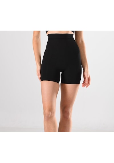 Nacar Store Kadın 1 Beden Küçülten Yüksek Bel Boxer Slikonlu Siyah Renk Dikişsiz Korse