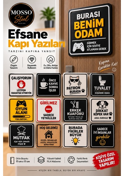 Oda Kapısı Yazısı Kapı Tabelası Özel Tasarım Tabela Yapışkanlı Kapı Yazısı