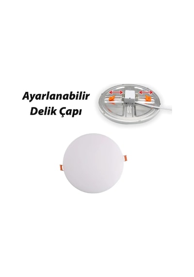 24 Watt Delik Çapı Ayarlanabilir Sıvaaltı 6500k Beyaz Işık Led Panel, Çok Kaliteli Led Spot Lamba Beyaz