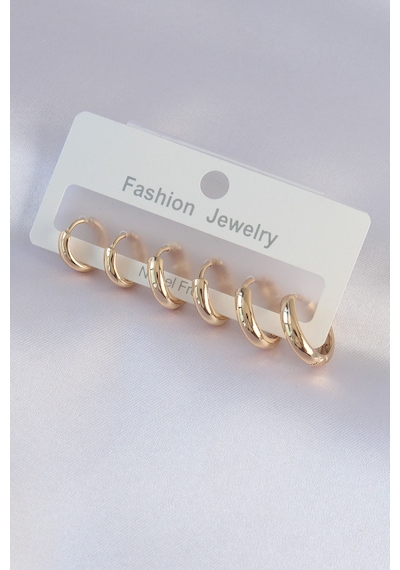 Pirinç Gold Renk Oval Küpe Seti altın 03508365