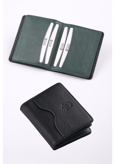 Ancora Leather Hakiki Deri Kartlık-26207 Siyah - Yeşil