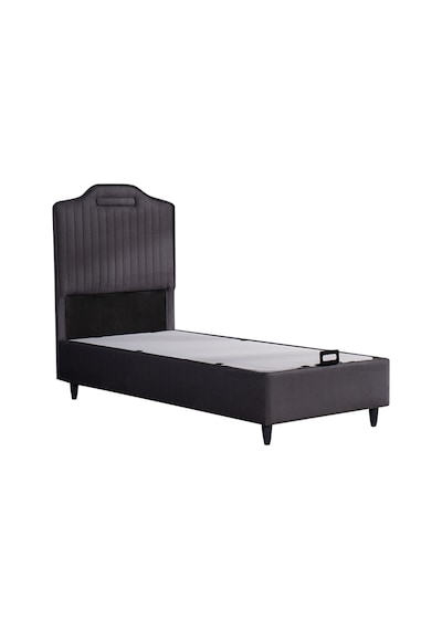 Kilim Mobilya Royal Lux Sandıklı Baza Başlık Paket Yaylı Pedli Yatak Seti Antrasit 100x200