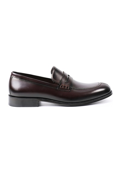 Tuna Hakiki Açma Deri Bordo Loafer Erkek Ayakkabı - Kösele Taban K1625 Bordo