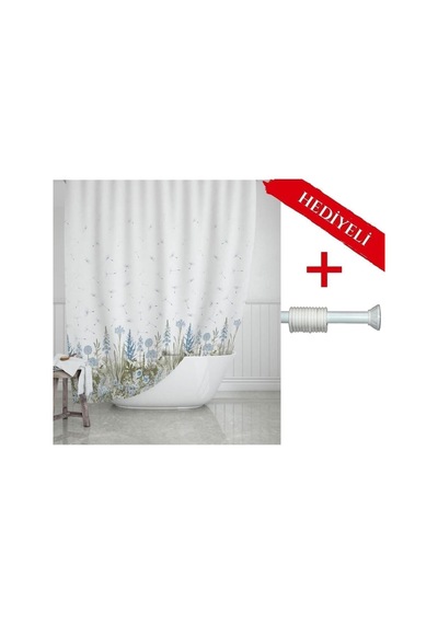 Ayrex Tropik Home Kır Banyo Perdesi Askı  180x200cm Tek Kanat Duş Perdesi, Renkli Çiçekli Banyo Duş Perdes Genel