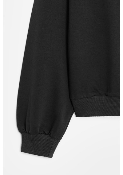 Sââde Kadın Oversize Kapüşonlu Basic Hoodie Sweatshirt Siyah
