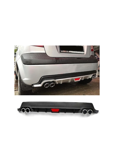 Hyundai Getz Uyumlu Siyah Difüzör Difizör Yuvarlak Egzoz Görünüm Kulaklı Tip