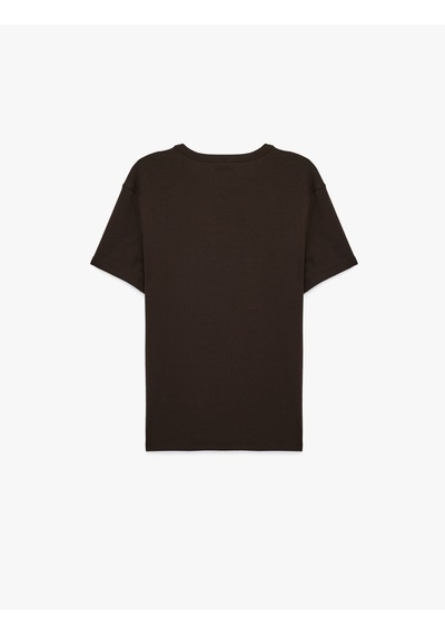 Koton Kısa Kollu Bisiklet Yaka Pamuklu Slim Fit Tişört Kahverengi 6sam10027mk Kahve
