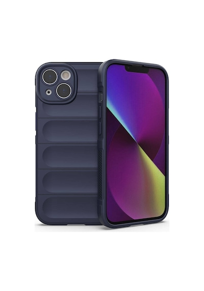 Apple iPhone Uyumlu 14 Kılıf Kamera Korumalı Esnek Silikon Parmak Şeritli Pazarplus Lacivert