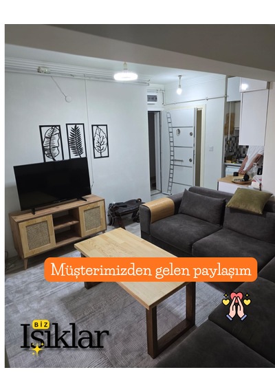 Ahşap Kapaklı Hazeran Detaylı Tv Ünitesi Ceviz - Ahşap