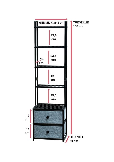 Dekoratif Siyah Metal Kitaplık 5 Raflı 2 Çekmeceli Komidin Çok Amaçlı Stand Organizer Diğer Dekoratif Siyah Metal Kitaplık 5 Raflı 2 Çekmeceli Komidin Çok Amaçlı Stand Organizer Diğer