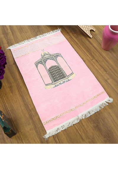 Makam-ı İbrahim Lüks Şönil Seccade Pembe 70x126cm 240 Gr Çok Renkli
