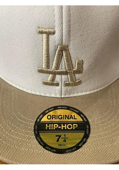 La Lakers Beyaz Bej Hiphop Snapback Rapper Basket Cap Şapka