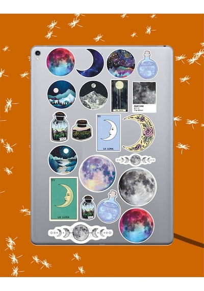 Ay Moon Sticker Seti Laptop Ajanda Notebook Tablet Telefon Defter Etiket Bullet Journal Diğer