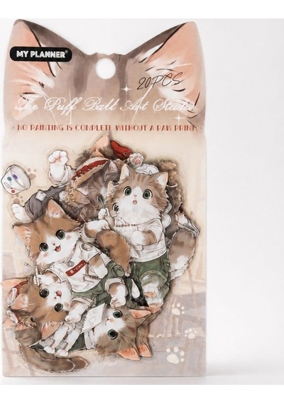 Sevimli Kedi Temalı Dekoratif Sticker Seti - Ajanda, Planner Ve Defter Çıkartması 20 Parça Çok Renkli