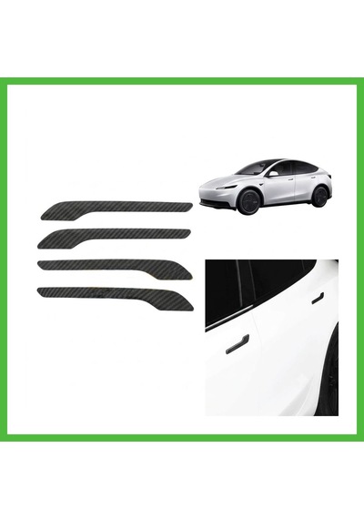 Vaveni Tesla Model 3 Y Uyumlu Karbon Dış Kapı Kolu Koruyucu Kaplama Seti 4 Lü Siyah Arz