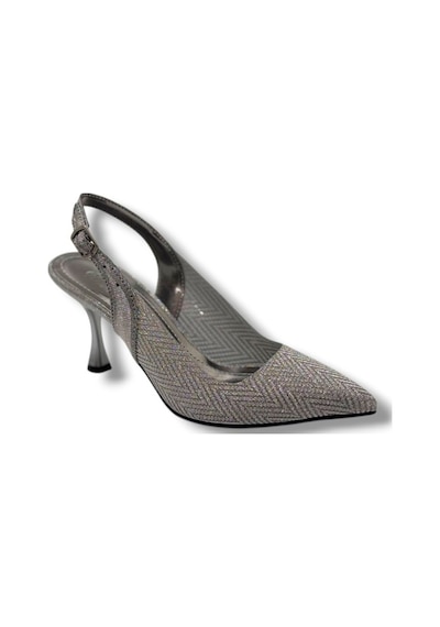Desire 616-26 Siimli Saten İnce Topuk Kadın Stiletto 8cm Platın
