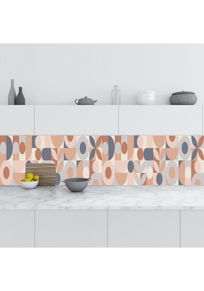 Mutfak Tezgah Arası Folyo Fayans Kaplama Folyosu Kahve Geometrik Mozaik 60x400 Cm Diğer