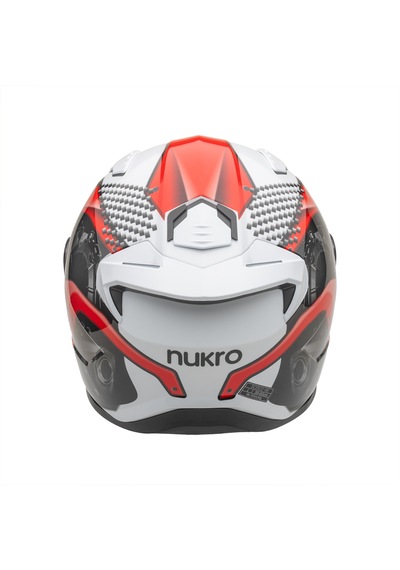 Nukro B-506 Level Güneş Vizörlü Kapalı Motosiklet Kaskı Beyaz-Kırmızı