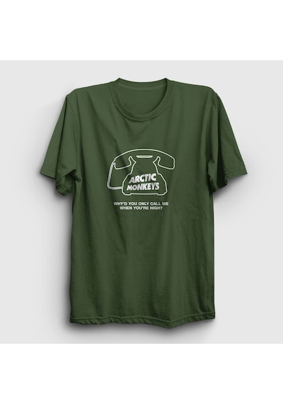Presmono Unisex High Arctic Monkeys T-shirt Haki