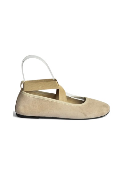 Fox Shoes Z250021002 Vizon Süet Çapraz Lastikli Kadın Babet