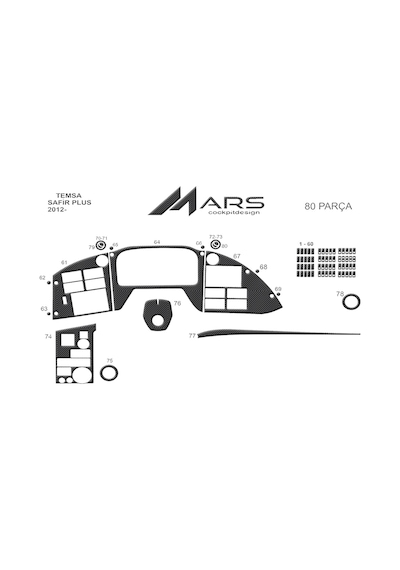 Mitsubishi Temsa Safir 2012- Torpido Kaplama 80 Parça Karbon