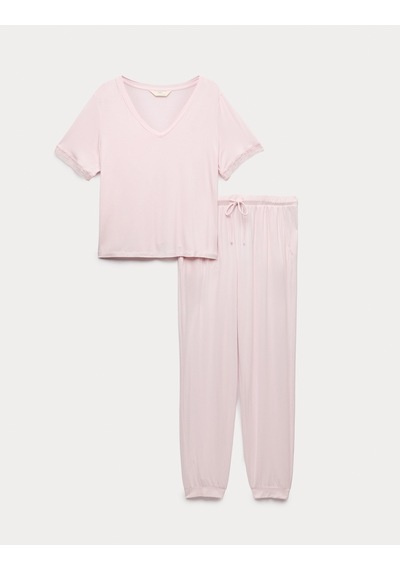 Marks & Spencer Dantel Detaylı Pijama Takımı T37002301J Pembe