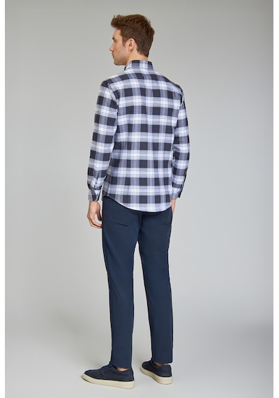Bisse Modern Fit Paşa Yaka Ekose Lacivert Erkek Gömlek Gmeks12300300 D39 Lacivert