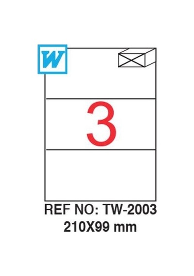 Lazer Etiket 210x99mm 3lü A4 100 Yaprak Etiket 1