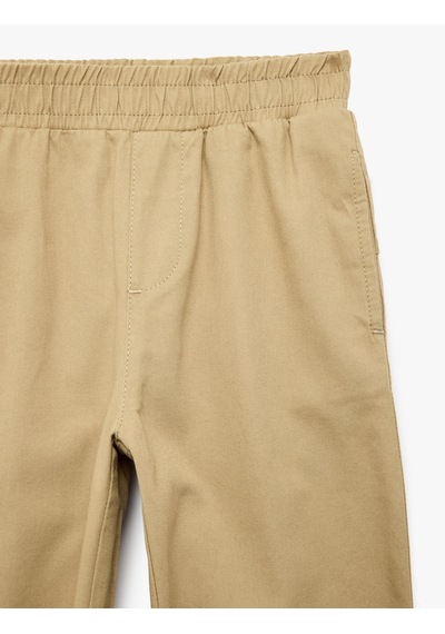 Koton Pamuklu Gabardin Pantolon Beli Lastikli Cepli Deve Tüyü 7wkb40050tw Taba