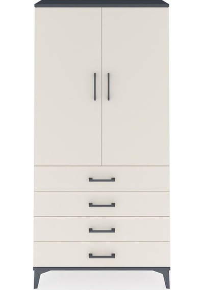 Arges Dolap 3 Raflı 4 Çekmeceli 2 Kapaklı 88x30x182 Antrasit-... Antrasit