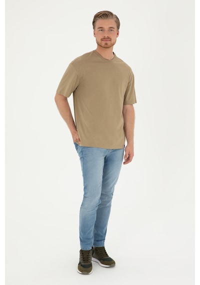 U.S. Polo Assn. Erkek Comfort Fit Bisiklet Yaka Haki Tişört 50294216-VR027