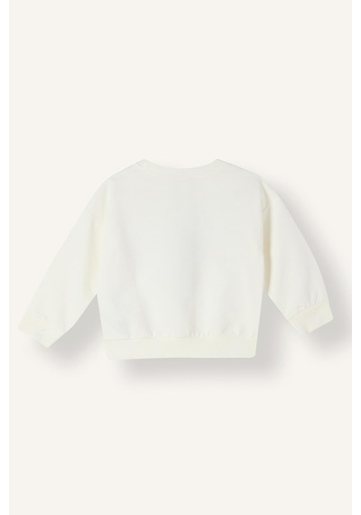 Defacto %100 Pamuk Bisiklet Yaka Baskılı Sweatshirt Erkek Bebek H8402a526auwt34 Beyaz-wt34