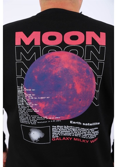 Moc Grande Mocgrande Büyük Beden Erkek Sweat Moon 22731 Sıyah Siyah