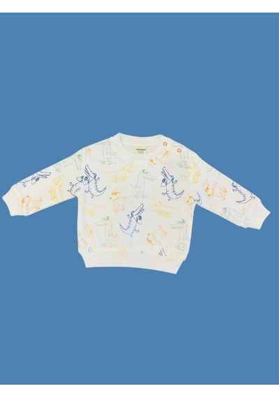 Cantoy Erkek Bebek Dinazor Desenli Sweatshirt-15354 Ekru