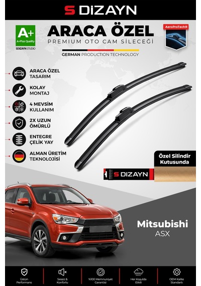 S-dizayn Mitsubishi Asx Ön Cam Silecek Seti 2010 Üzeri Premium Araca Özel 60-53 Cm A+ Kalite