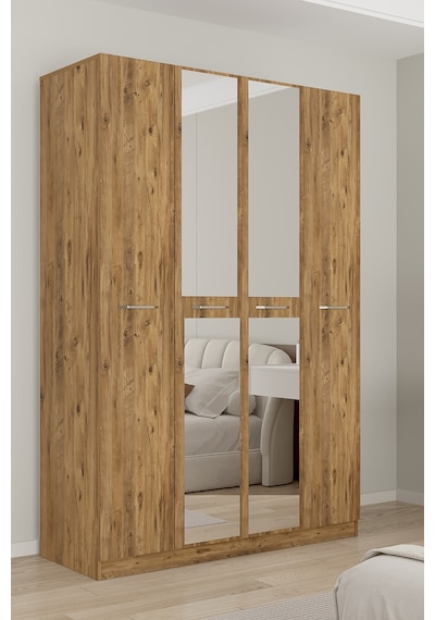 Aeka Ae-3191 Burç Aynalı 4 Kapaklı Çok Bölmeli Askılı Raflı Ve Çekmeceli 210x140x53cm Gardırop Çam - Çam Aeka Ae-3191 Burç Aynalı 4 Kapaklı Çok Bölmeli Askılı Raflı Ve Çekmeceli 210x140x53cm Gardırop Çam - Çam