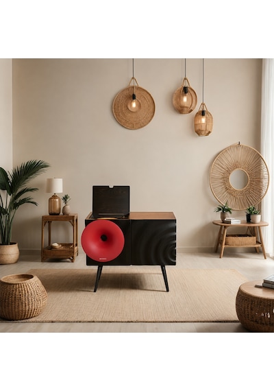 Fennessy Kresling İ7s Kırmızı Bluetooth Hoparlörlü 100w Hi-fi Pikap, Plakçalar