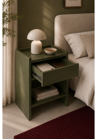 Home Keto Tek Çekmeceli Komodin 38x52x40 Cm Modern Tasarım Haki - 914411036 Haki Home Keto Tek Çekmeceli Komodin 38x52x40 Cm Modern Tasarım Haki - 914411036 Haki