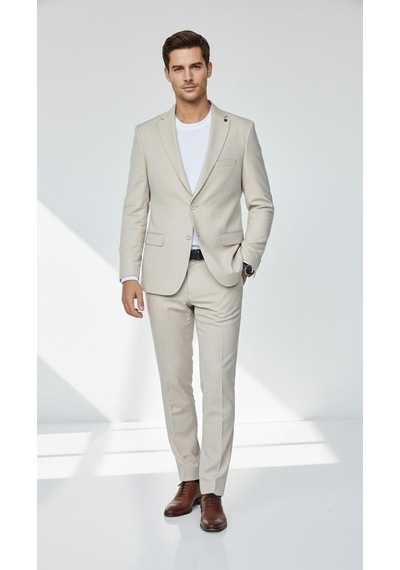 Erkek Slim Fit Mikro Desenli Takım Elbise 2 Düğmeli Çift Yırtmaçlı Modern Ceket Pantolon Takım Taş Erkek Slim Fit Mikro Desenli Takım Elbise 2 Düğmeli Çift Yırtmaçlı Modern Ceket Pantolon Takım Taş