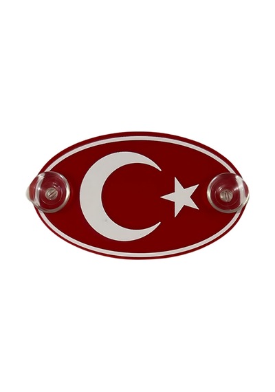 Türk Bayarağı - Ay Yıldız - Tr Araç Cam Süsü Pleksi Vantuzlu Oto Arma Oval