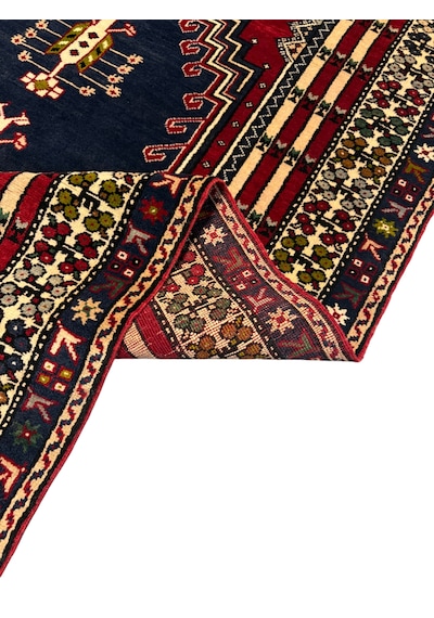 El Dokuma Taşpınar Halısı 125x200 Kök Boya Kırmızı Lacivert %100 Yün Halı
