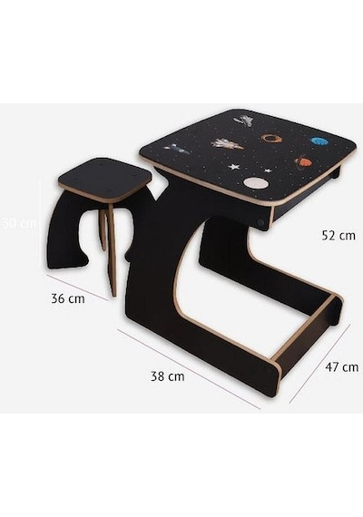 Space Uzay Aktivite Çocuk Masası Ve Tabure Siyah Space Uzay Aktivite Çocuk Masası Ve Tabure Siyah