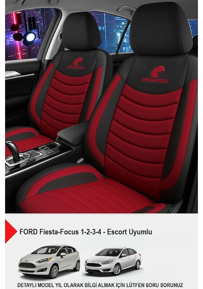 Panther Serisi Keten Kumaş Oto Koltuk Kılıfı Ford Focus-fiesta-escort Uyumlu Bordo
