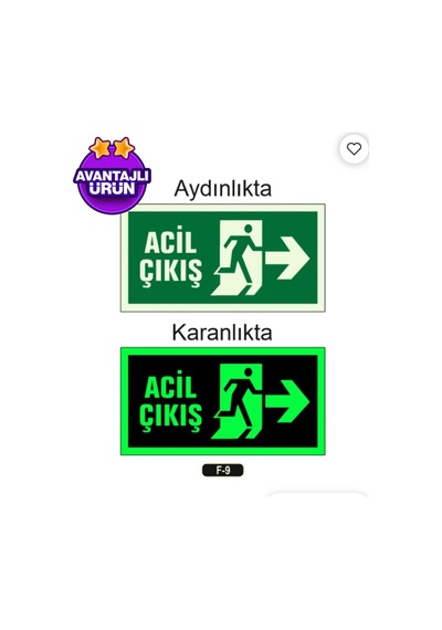 Yangın 1 Adet Fosforlu Sağ Gösteren Levhadır İç Alanda Kullanılmaktadır