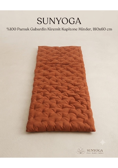 Pamuk Kapitone Meditasyon Minderi 180x60 Cm - Konforlu Yoga Matı Ve Yer Minderi Kremit