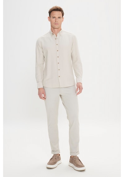 AC&Co / Altınyıldız Classics Erkek Bej Slim Fit Dar Kesim Düğmeli Yaka %100 Pamuk Gömlek Bej AC&Co / Altınyıldız Classics Erkek Bej Slim Fit Dar Kesim Düğmeli Yaka %100 Pamuk Gömlek Bej